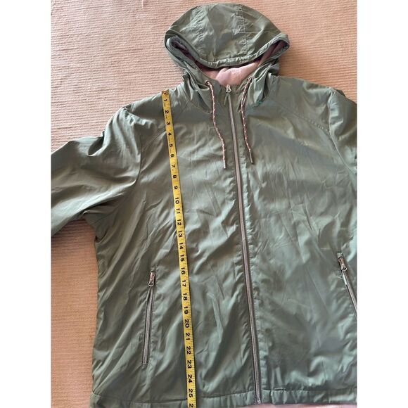 Free Country Women's Windbreaker Jacket 2XL Green Faux Fur Lined Hooded - Picture 12 of 13